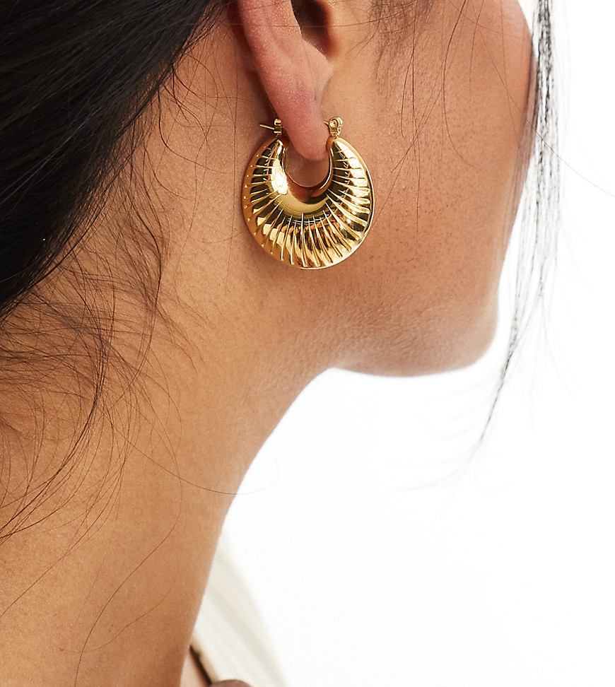 Bohomoon aire gold plated stainless steel puff hoop earrings