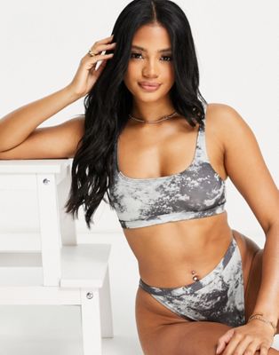 Bolongaro Trevor marble print jersey bralette in sea green - part of a set - Click1Get2 Black Friday