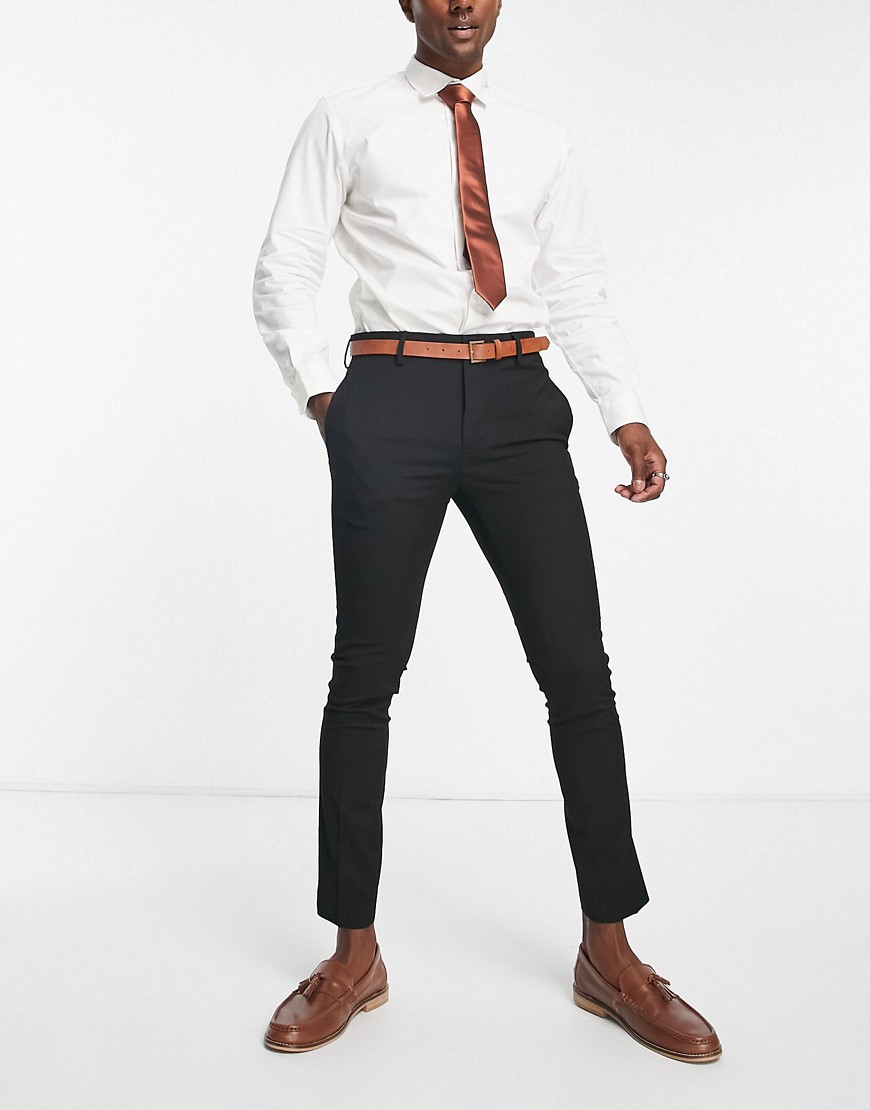Bolongaro Trevor plain super skinny suit trousers in black