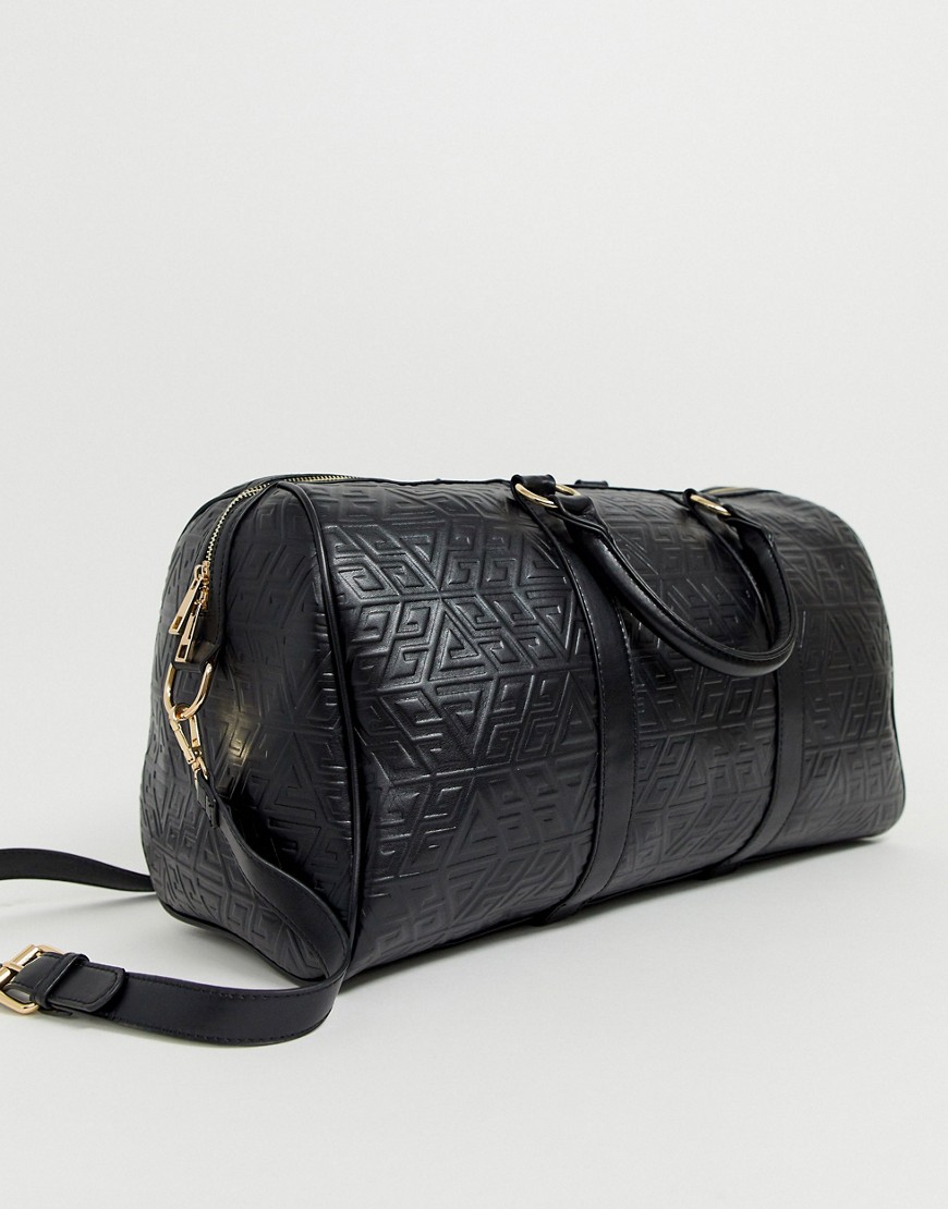 фото Большая сумка-боулер с тисненым узором в виде монограммы asos design-черный
