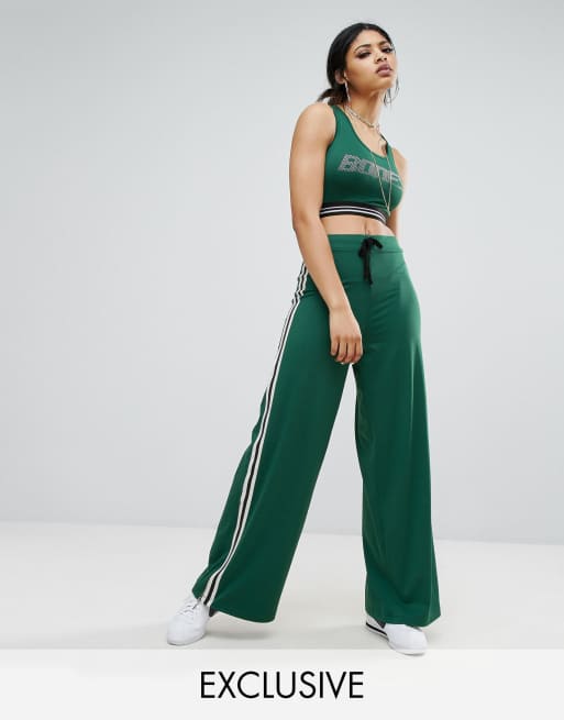 Bones Bones Wide Leg Tracksuit Bottoms With Contrast Side Stripe