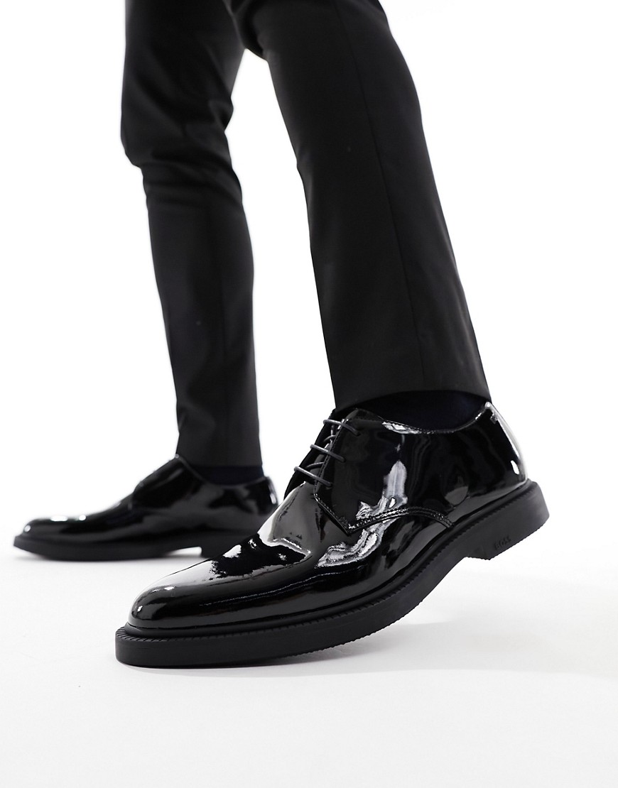 BOSS Larry lace up derby shoes in black patent