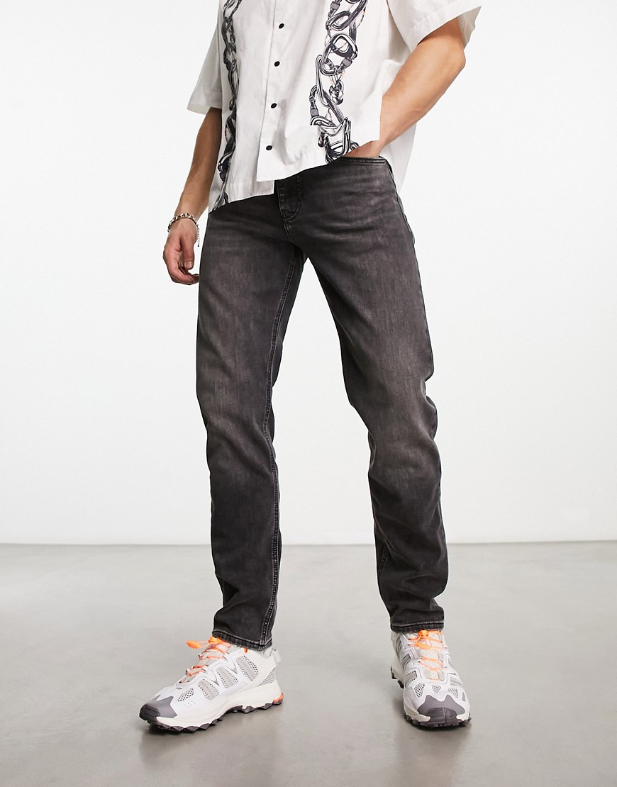 BOSS Orange Taber Zip BC tapered fit jeans in dark grey