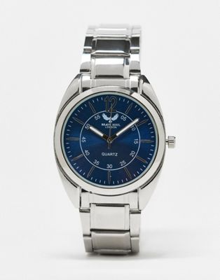 Brave Soul chunky link strap watch in silver with blue dial - Click1Get2 Cyber Monday