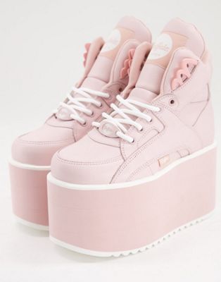 ultra chunky flatform trainers in baby pink