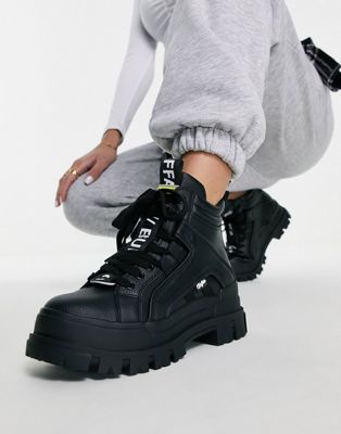 Vegan Aspha flat ankle boots in black
