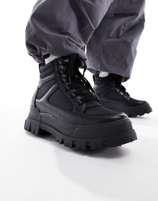 vegan chunky boots in black