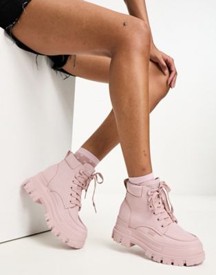 vegan chunky boots in pink