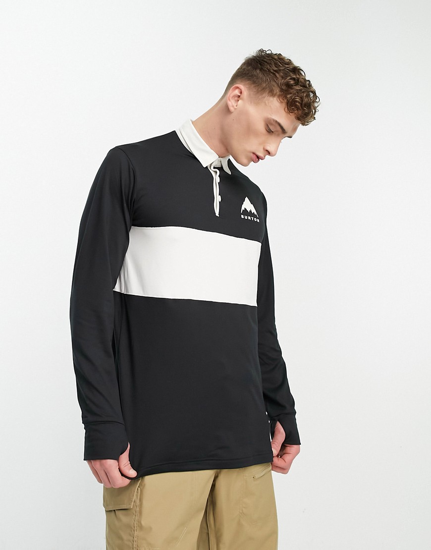 Burton Snow midweight base layer rugby shirt in black and white