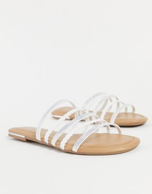by ALDO Blless strappy flat sliders in white - WHITE