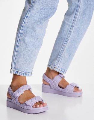 by ALDO Kikii quilted grandad sandals in off lilac - PURPLE