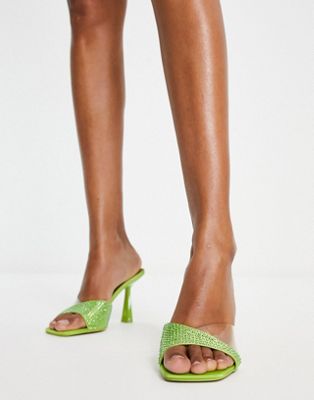 Raine mule heeled sandals in bright green