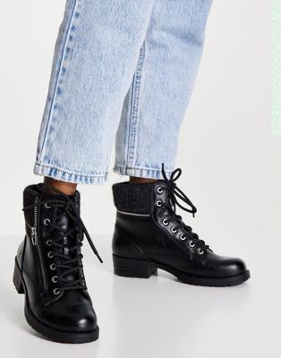 rocky chunky military boots in black