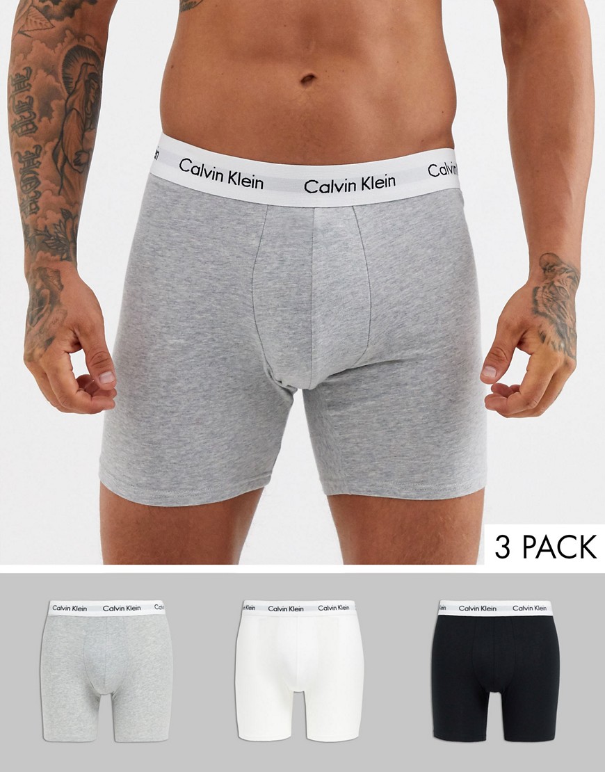 Calvin Klein 3 pack boxer briefs in black,white and grey-Multi