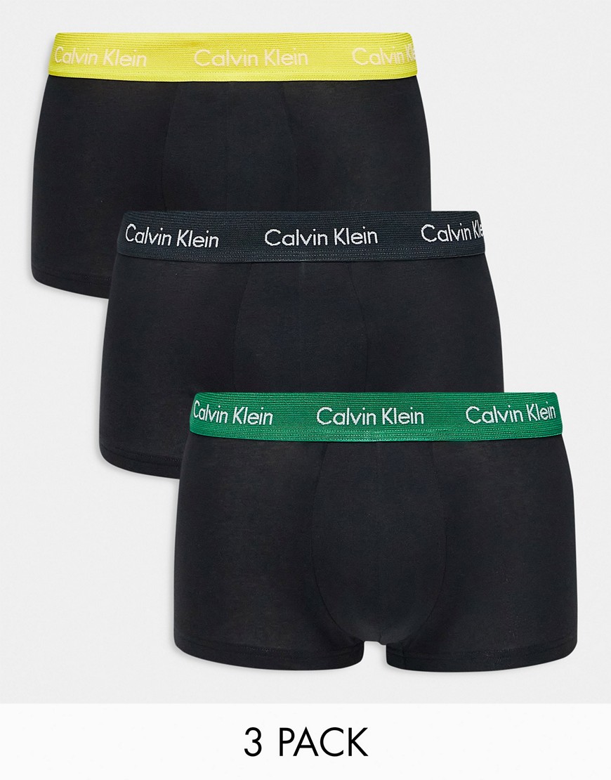 Calvin Klein cotton stretch 3 pack low rise trunks in black