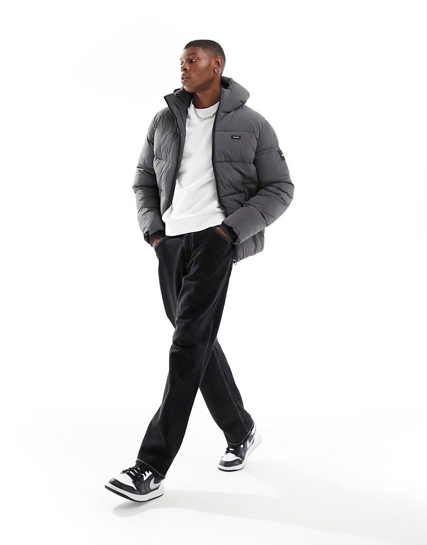 Calvin Klein crinkle nylon puffer jacket in grey