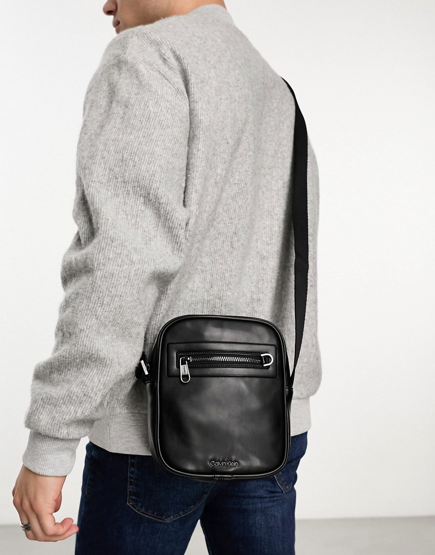 Calvin Klein elevated reporter cross body bag in black