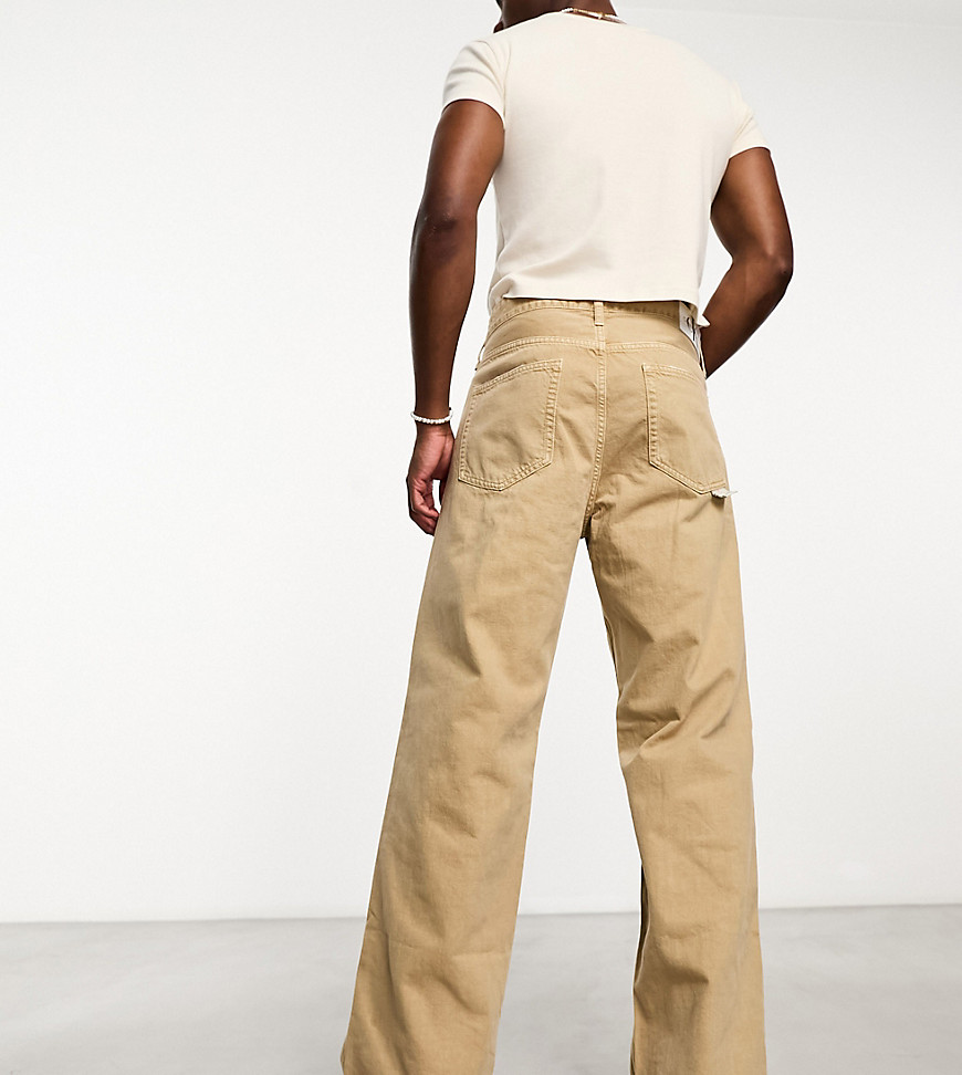 Calvin Klein Jeans baggy jeans in beige - exclusive to ASOS-Neutral