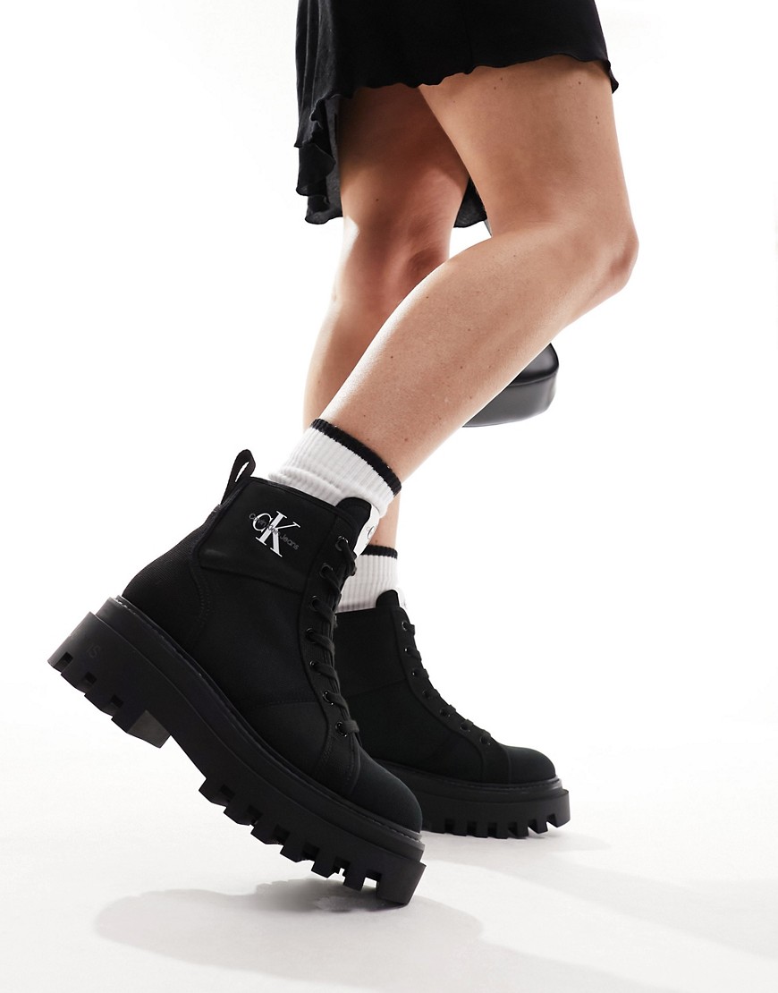 Calvin Klein Jeans laceup combat boots in black