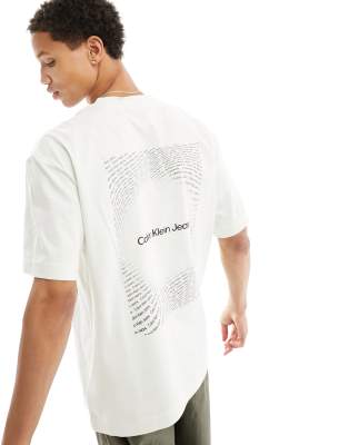 Calvin Klein Jeans Square Frequency T Shirt Met Logo In Lichtgroen