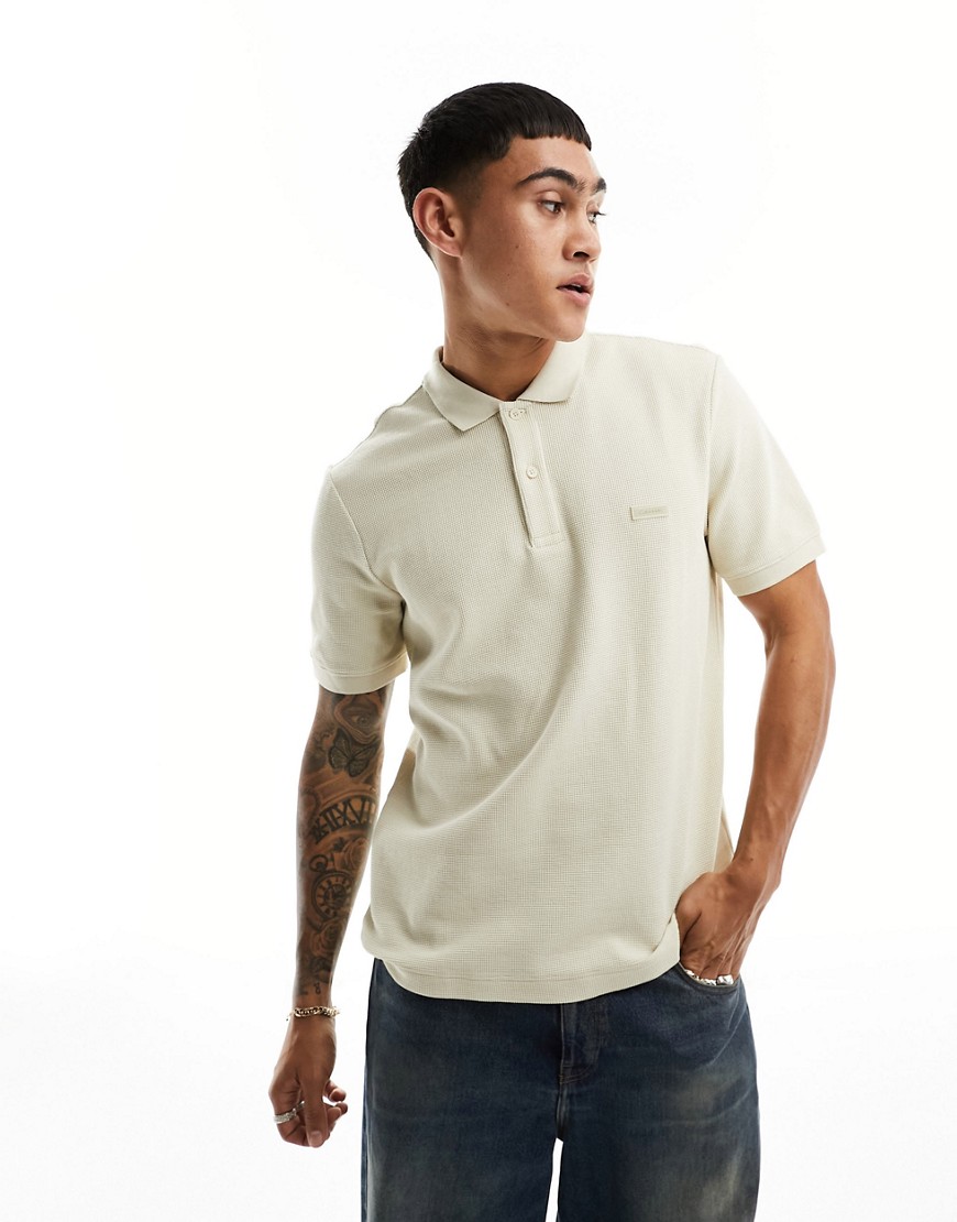 Calvin Klein textured two tone polo shirt in multi-Neutral