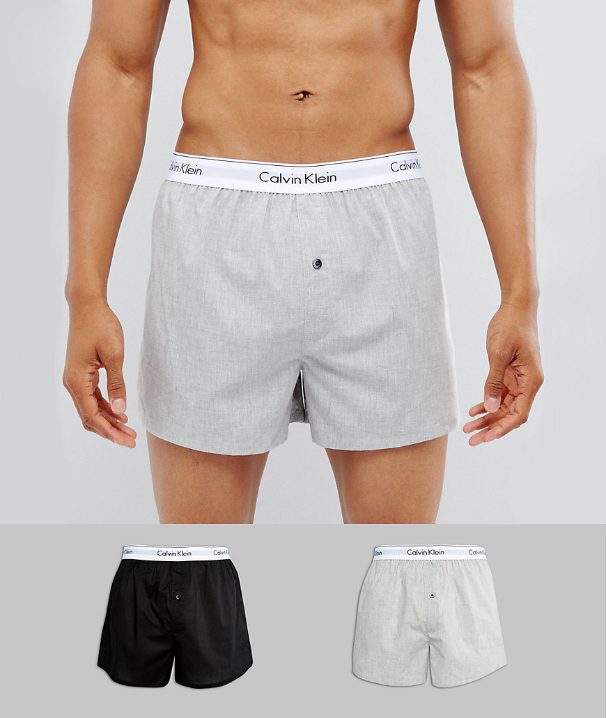 Calvin Klein woven boxers 2 pack in slim fit-Multi