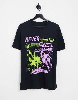 Camiseta Negra Extragrande Con Estampado De Los Sex Pistols De New Look