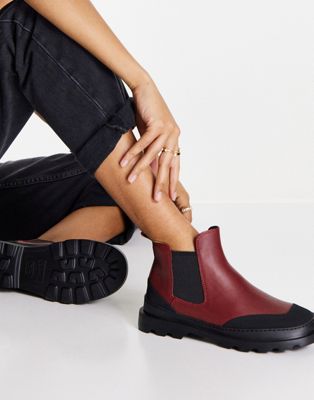 chunky chelsea boots in dark red