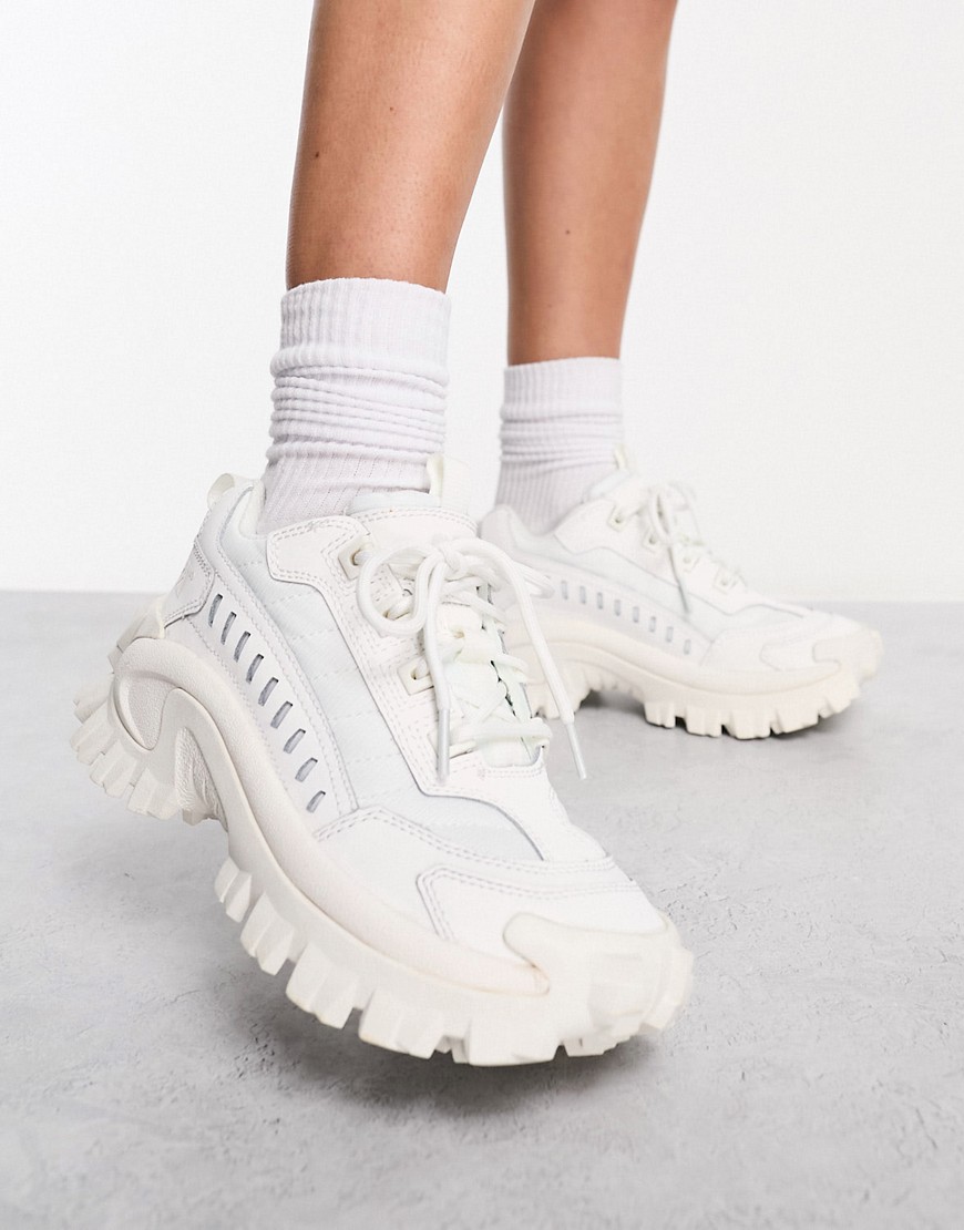 Cat Intruder chunky lace up trainers in white