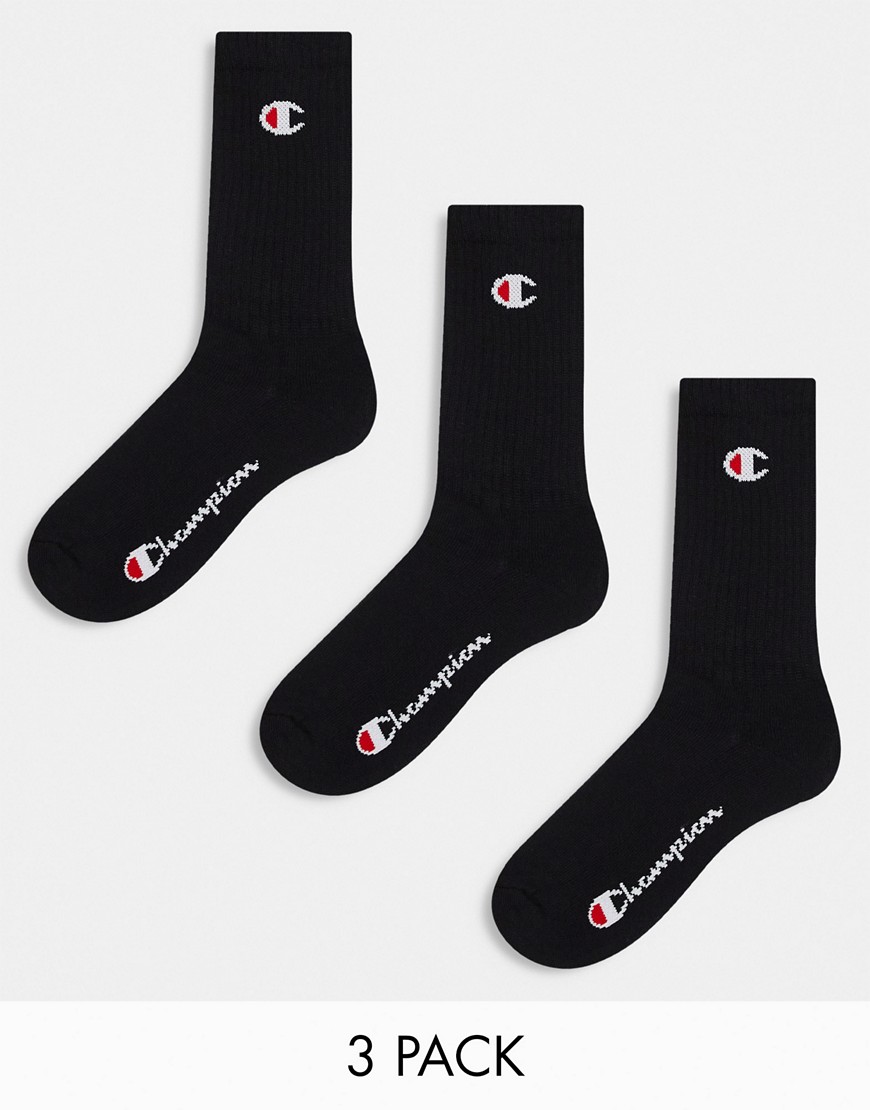 Champion crew socks in black 3 pack