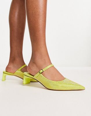 embellished heeled shoes in lime