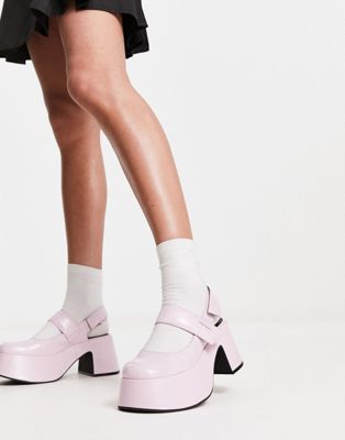 platform mary-janes in pale pink