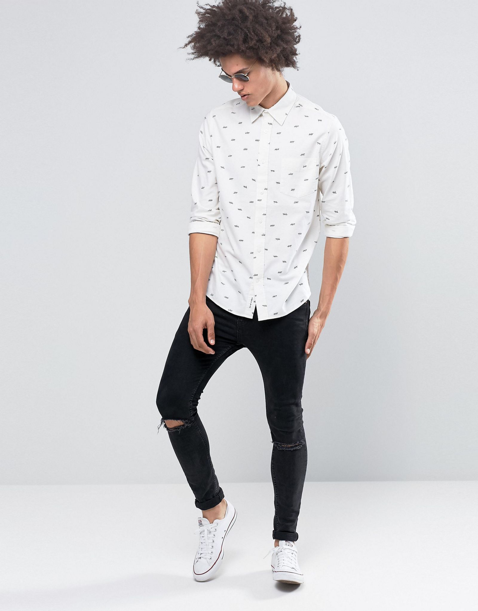 Cheap Monday Air Shirt Small Tally All Over White