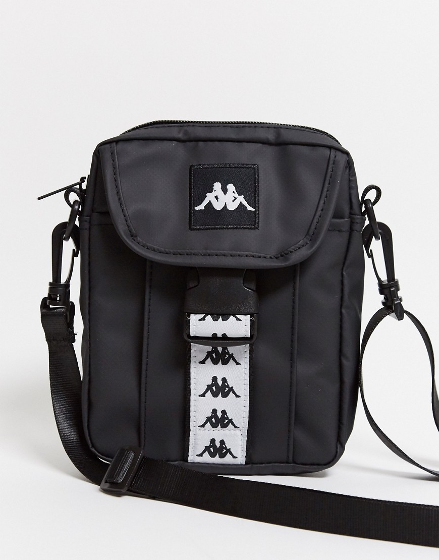 фото Черная сумка через плечо с логотипом kappa-черный