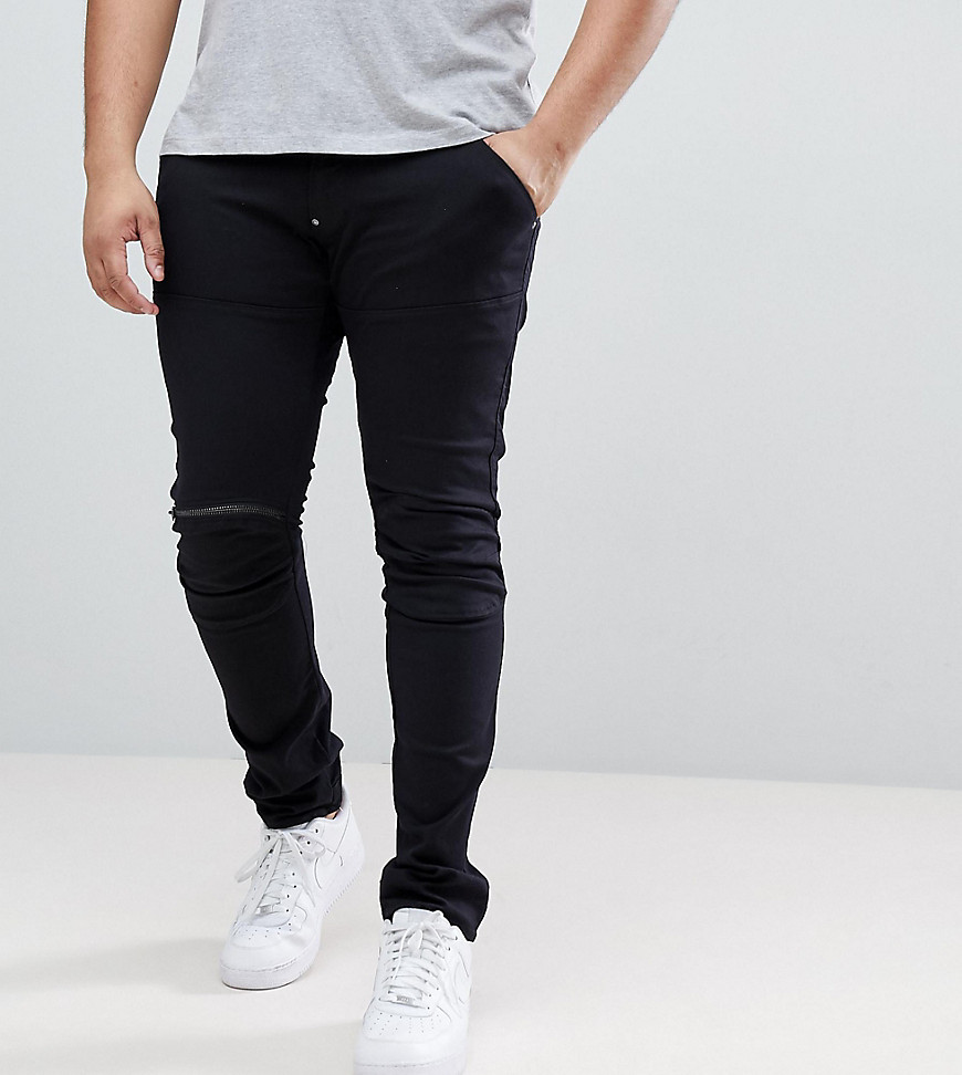 фото Черные джинсы слим с молнией на коленке g-star 5620 3d-черный