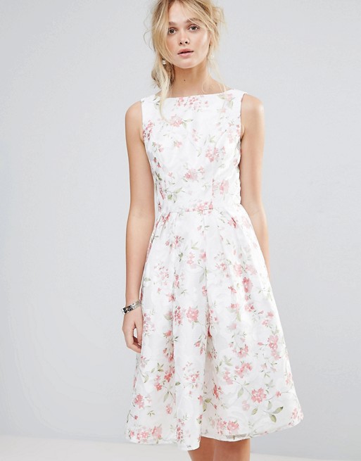 Chi Chi London | Chi Chi London Structured Full Midi Dress In Floral