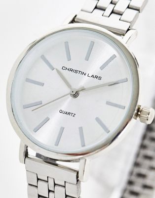 Christian Lars Womens chunky link strap watch in silver - Click1Get2 Black Friday