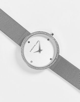Christian Lars Womens minimal mesh strap watch in silver - Click1Get2 Deals