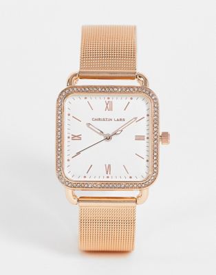 Christian Lars Womens square face watch in rose gold - Click1Get2 Deals