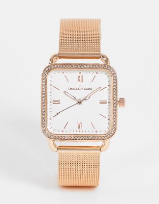 Christian Lars Womens square face watch in rose gold - Click1Get2 On Sale
