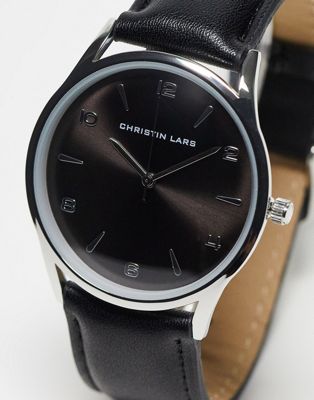 Christin Lars watch in black and silver with gray dial - Click1Get2 Black Friday