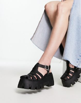 Alyson chunky platform sandals in black