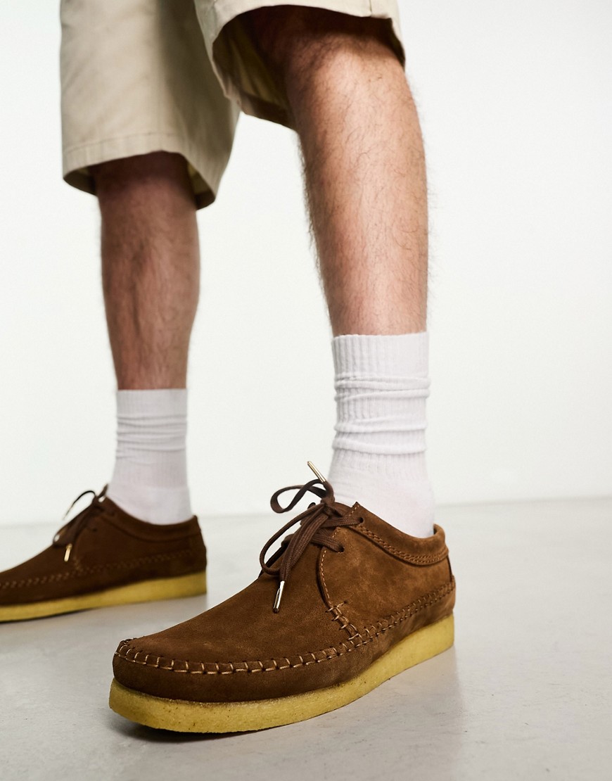 Clarks Originals weaver shoes in cola suede-Brown
