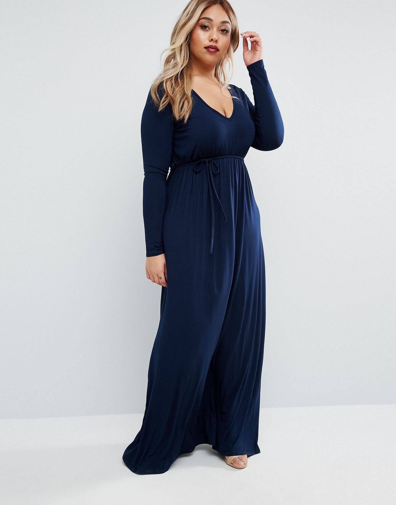 Club L Plus Essentials Maxi Dress With Long Sleeves