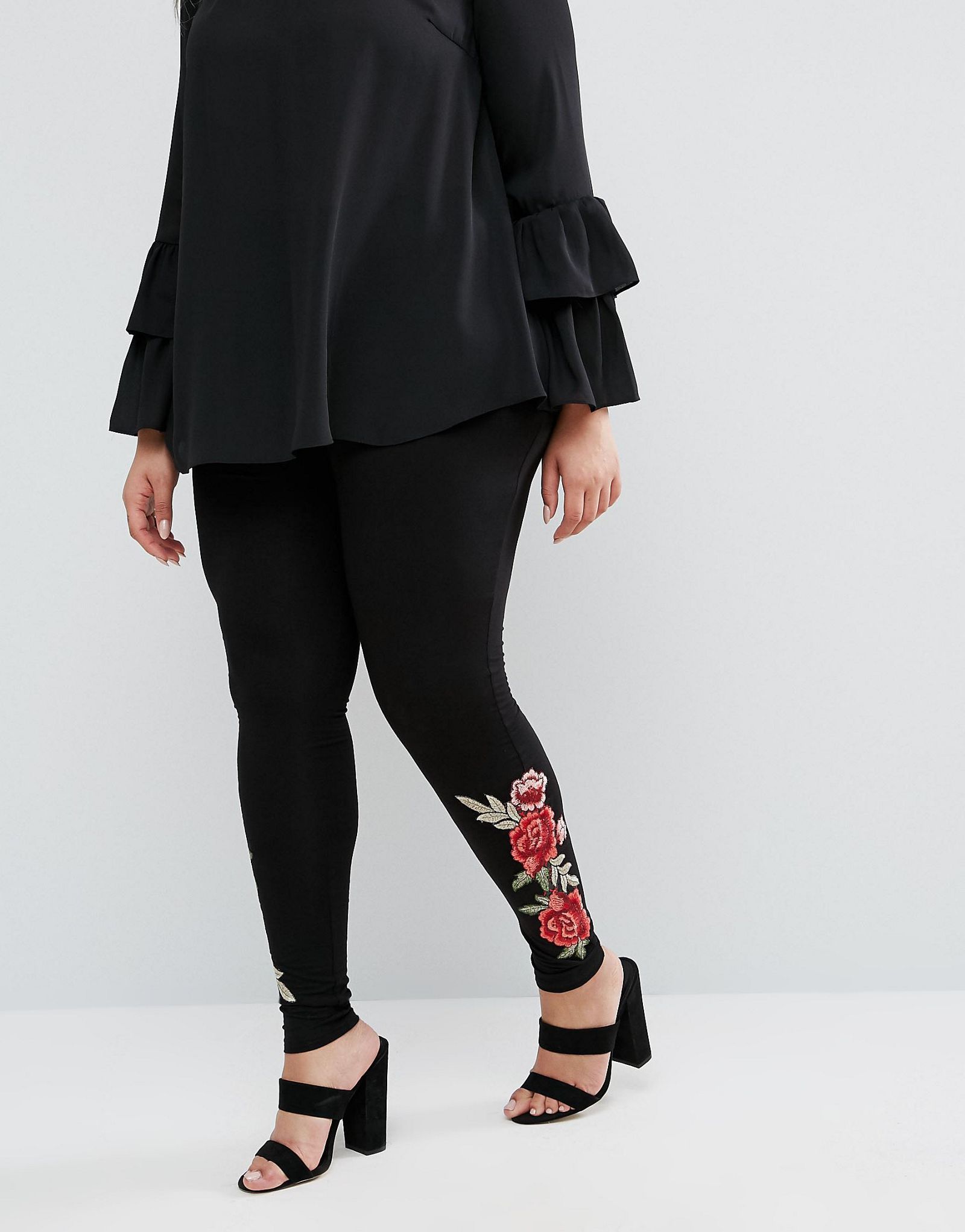 Club L Plus Leggings With Embroidered Panel