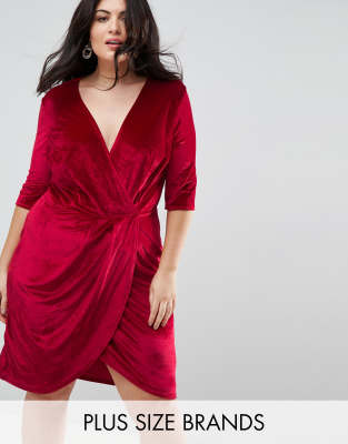 missguided velvet wrap dress