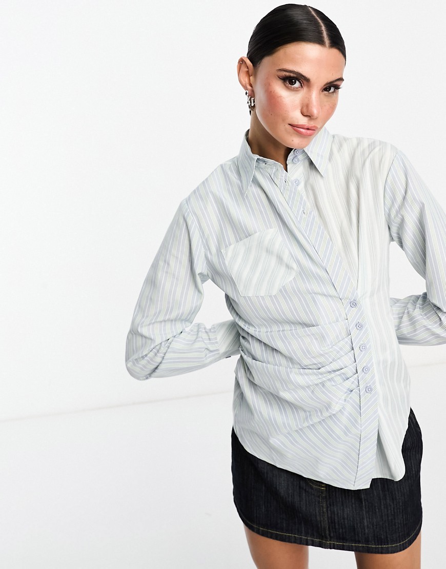 COLLUSION fitted shirt in blue stripe-Multi
