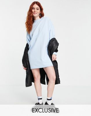 COLLUSION mini acid wash sweatshirt dress in pale blue - Click1Get2 Deals