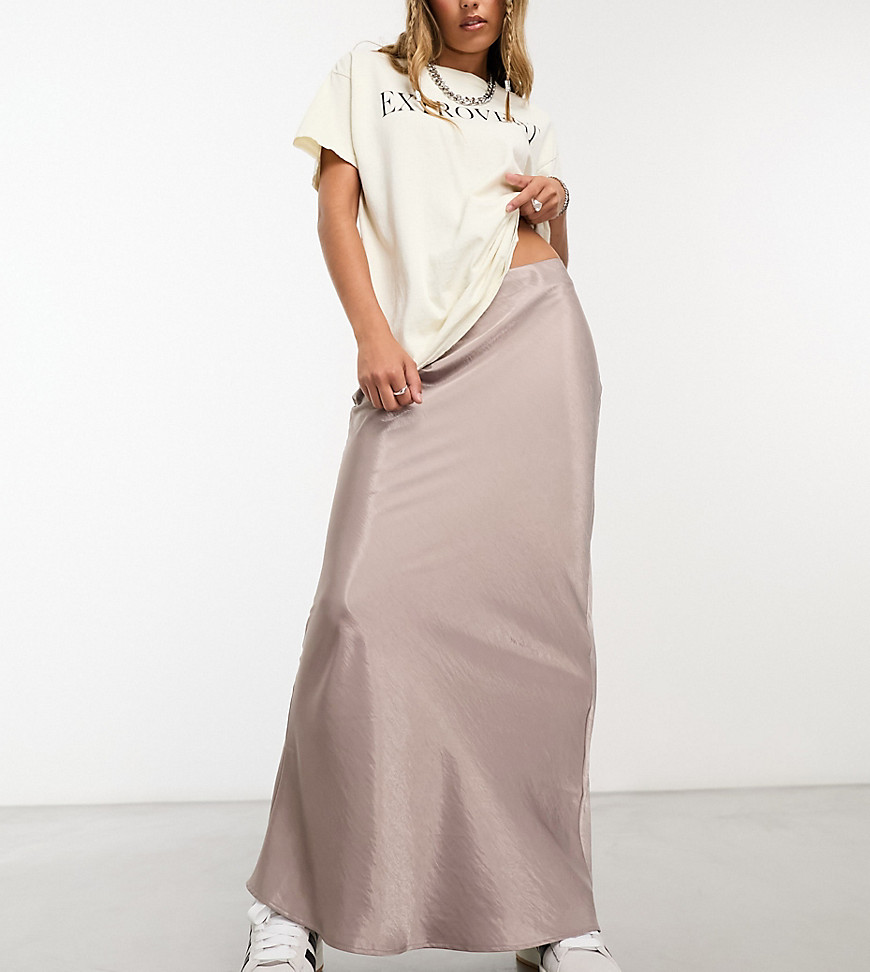 COLLUSION satin maxi skirt in mocha-Brown