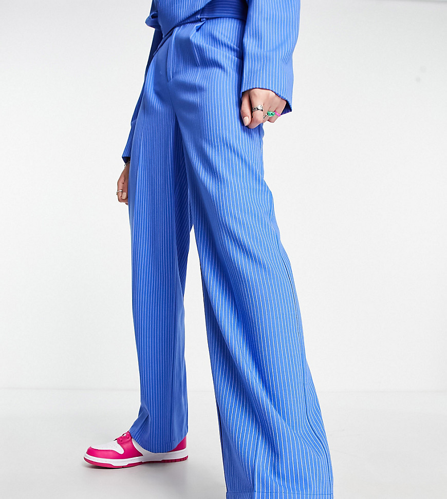 COLLUSION wide leg trouser in blue pinstripe co-ord